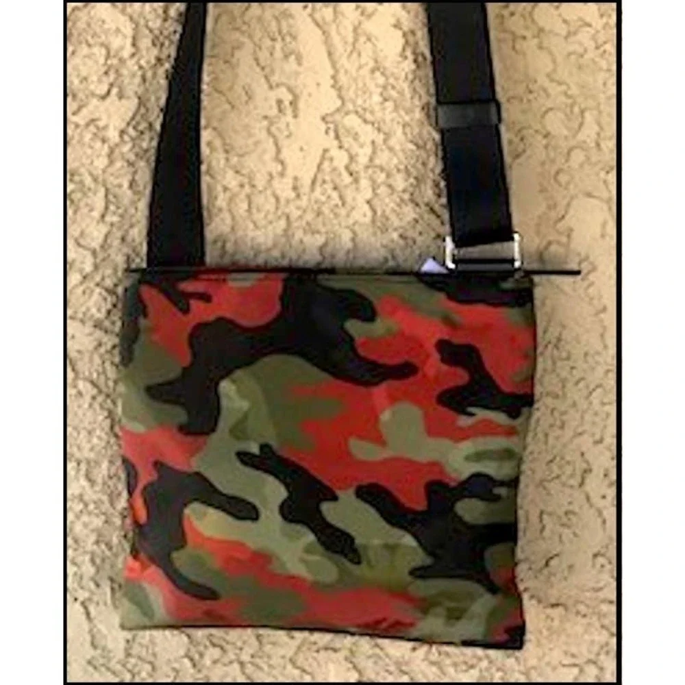 Michael Kors Mens Kent Camouflage Spice Orange Medium Flat Crossbody Bag - Picture 4 of 6